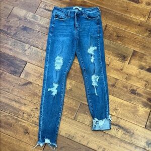 KanCan Distressed Skinny Jeans in Blue